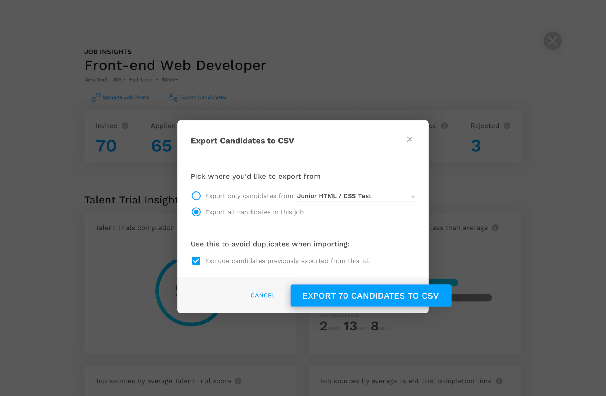 Add firepower to your hiring process 1 CSV Export