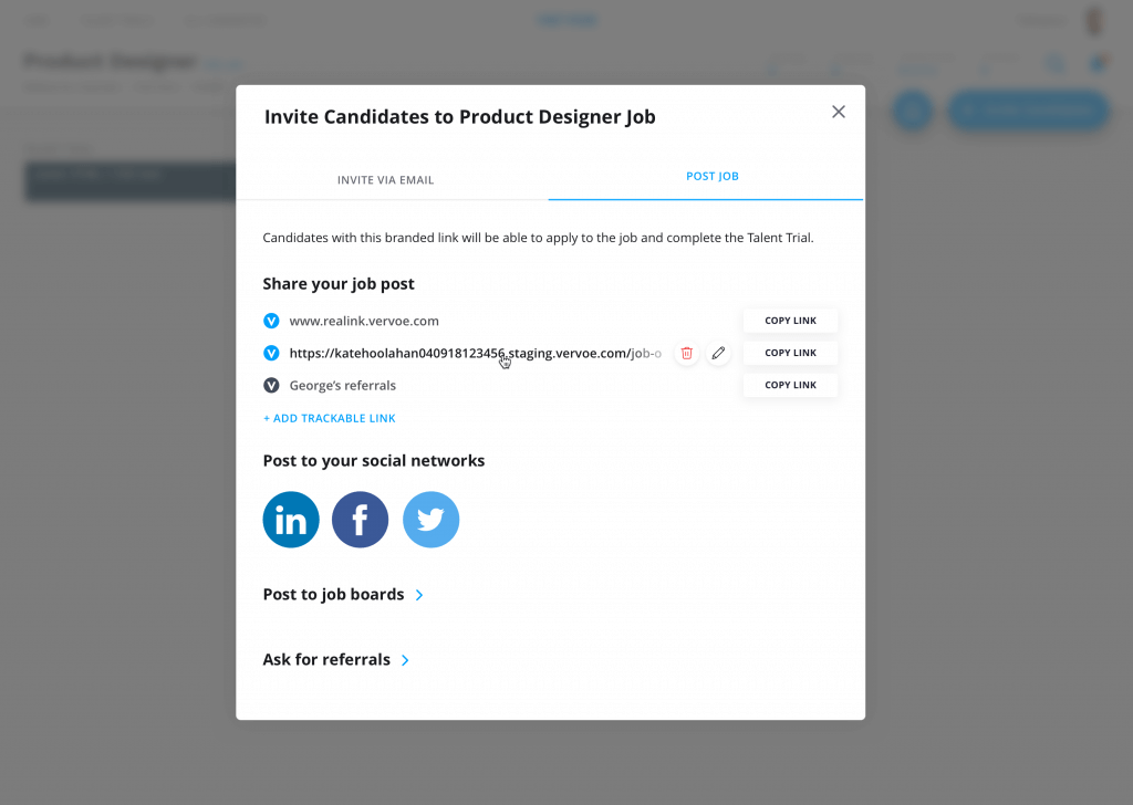 Features to help you hire with confidence 6 Invite Candidates - Modal - PostJob