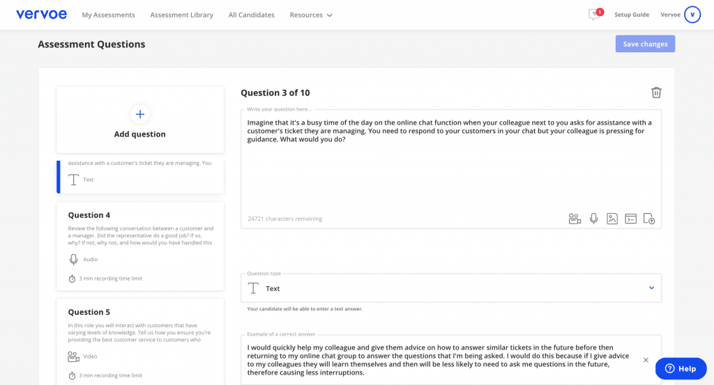 How to create a skill assessment in 5 simple steps 2 An example of multi-format questions in Vervoe