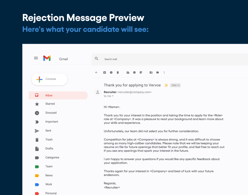 The Recruiter’s Guide to Shortlisting Candidates 8 Email for candidates not on the shortlist
