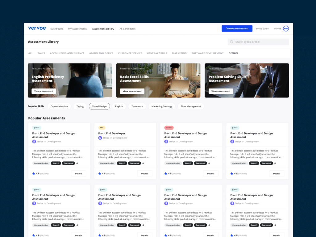 Update: Find what you need faster and more accurately with Vervoe’s assessment library and search updates 1 Find what you need faster with our updated assessment library design