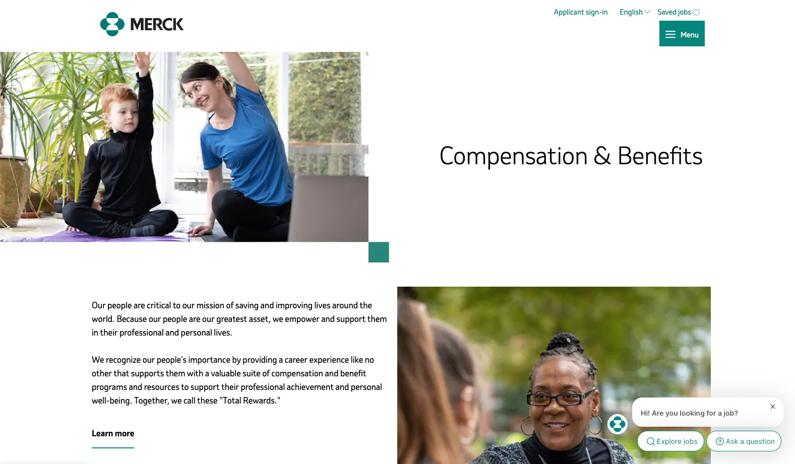 13 Inspiring Employee Value Proposition Examples To Attract Great Talent 9 Screenshot of Merck compensation and benefits page
