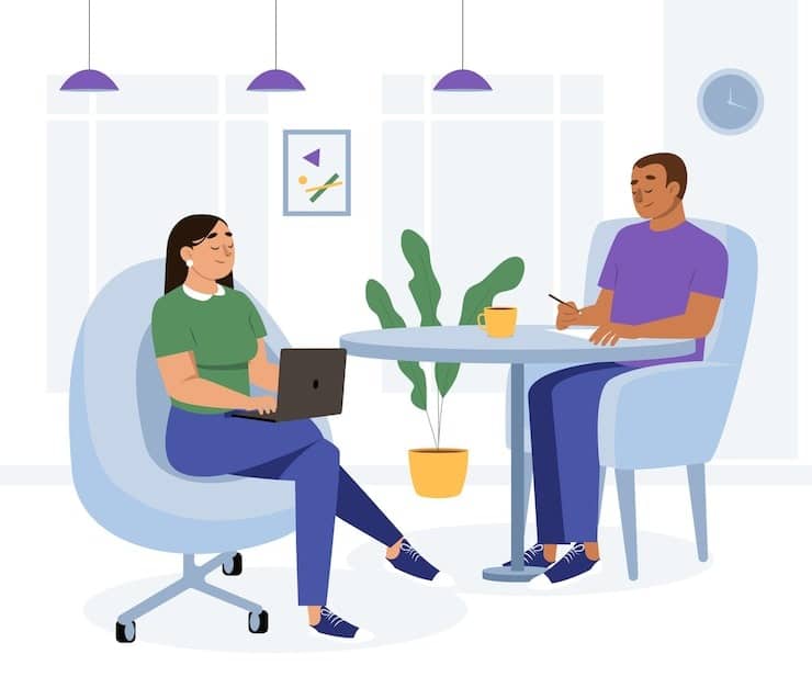 How To Conduct Peer Interviewing and Why You Should Use It 2 Animation showing two people in an interview