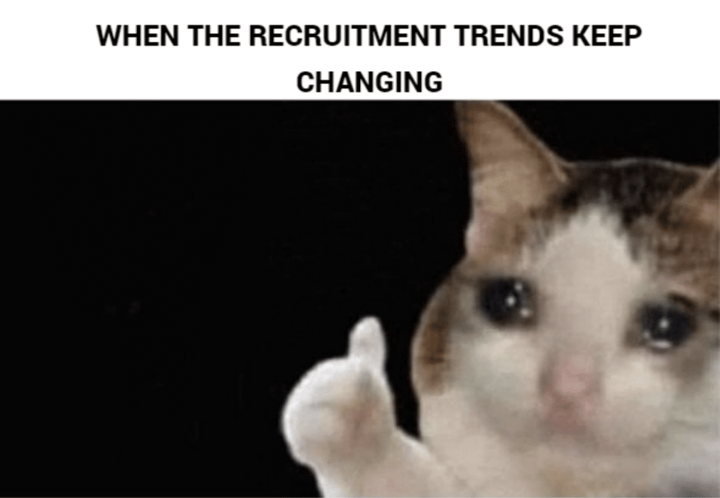 Hiring Challenges in 20 Memes 2024 Edition 18 Meme of a sad cat giving a thumbs-up